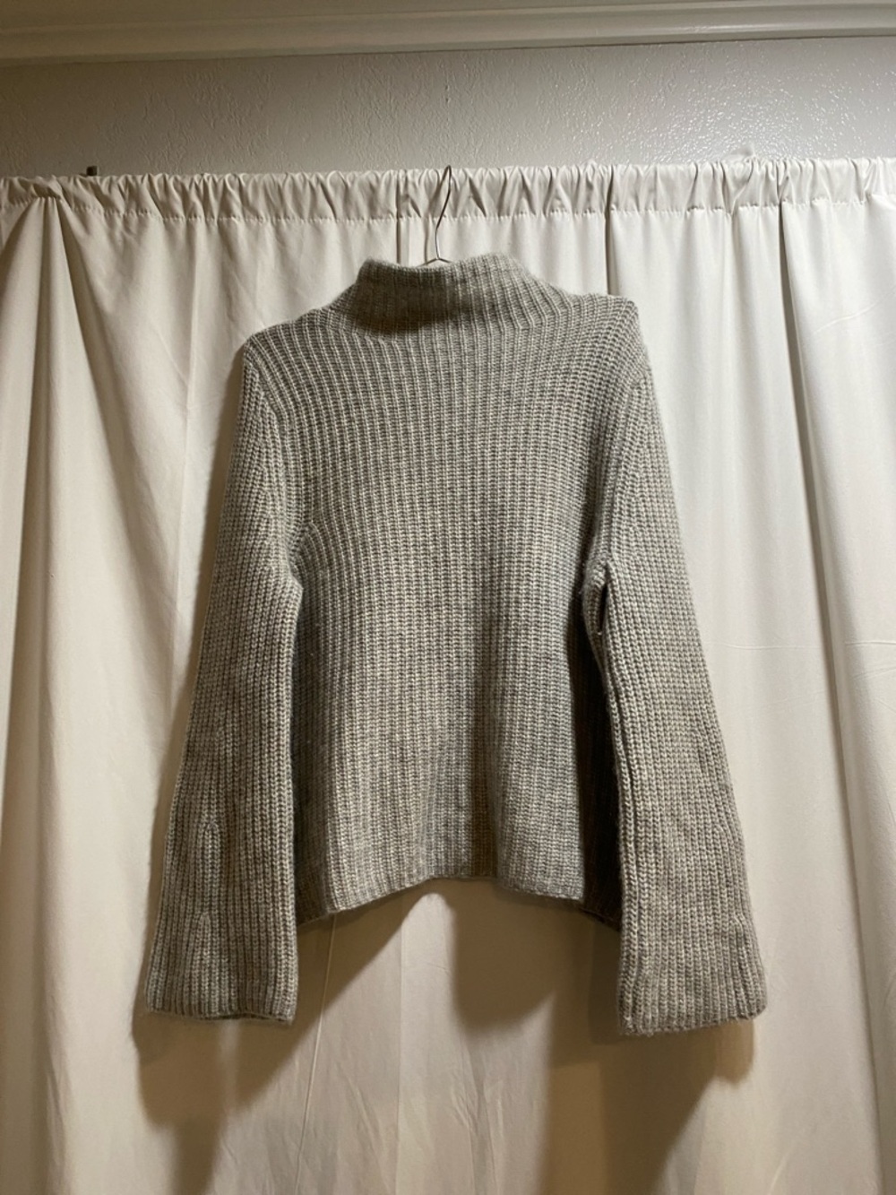360 Cashmere Chunky Ribbed Mock Neck Sweater - Gray